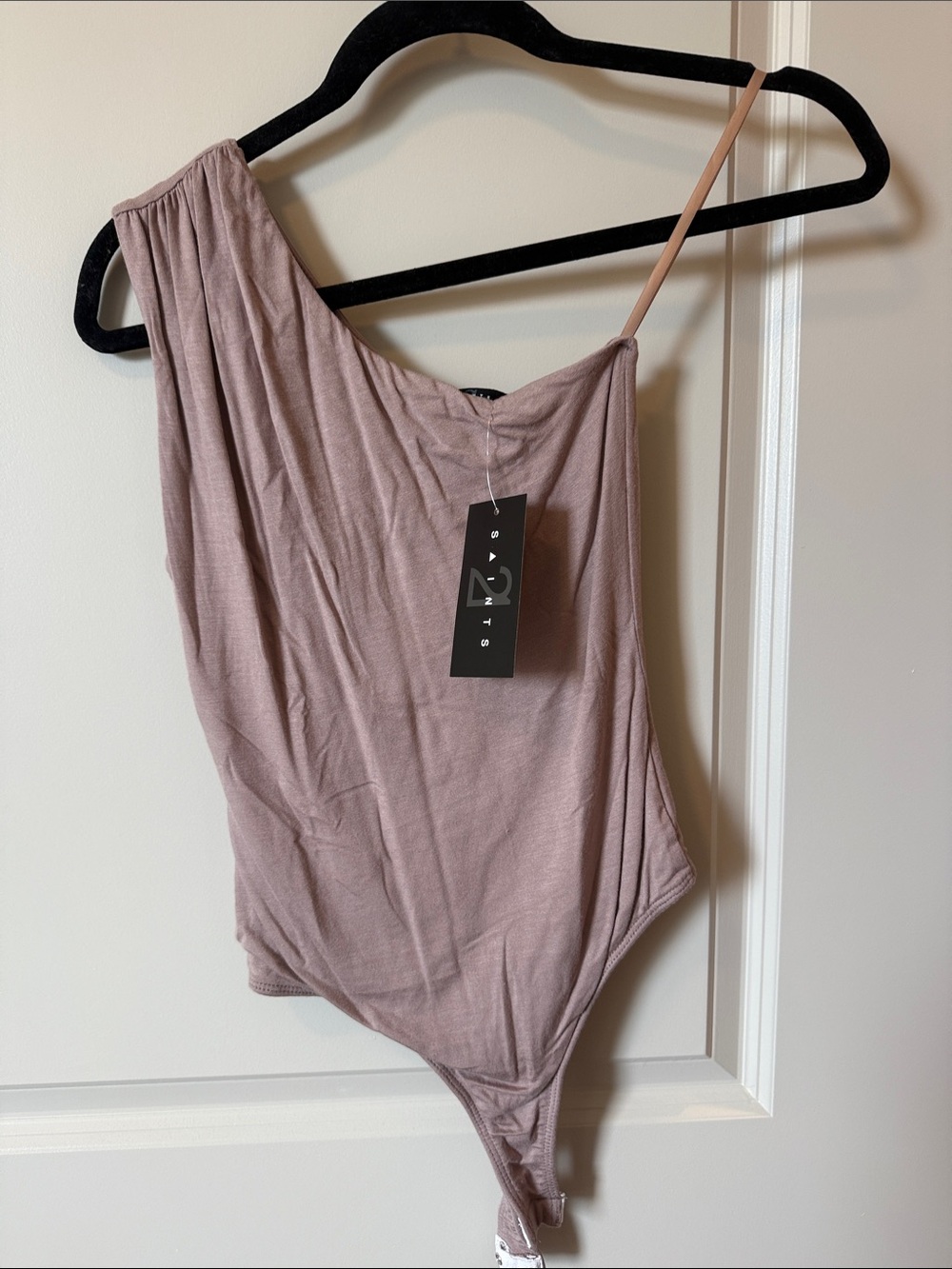 Asymmetric One-Shoulder SAINTS Bodysuit - Women Tops